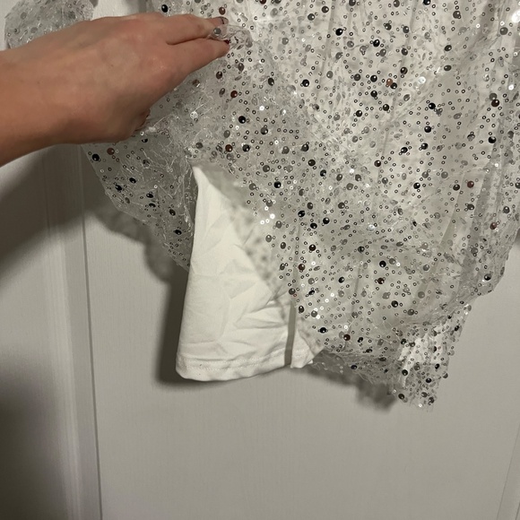 Sparkly white sequin dress w/ slip - sheer/mesh - Picture 3 of 5